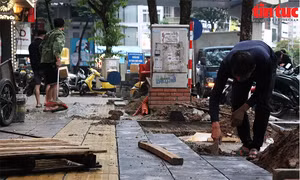 Vỉa hè Hà Nội "rục rịch" tân trang cuối năm, gây không ít phiền hà cho người dân