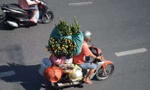 Người dân TP Hồ Chí Minh hối hả chở ‘Xuân’ về nhà trong ngày 30 Tết