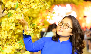 Áo dài thướt tha đón Tết sớm tại phố ông đồ