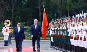 Thủ tướng Phạm Minh Chính chủ trì Lễ đón Thủ tướng Cộng hòa Kyrgyzstan