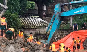 Xuyên đêm xử lý sự cố rò rỉ thấm chân đê ở Thanh Hóa