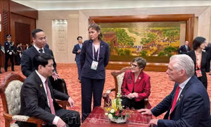 Chủ tịch nước Lương Cường gặp lãnh đạo các nước tại Lễ kỷ niệm chiến thắng phát-xít