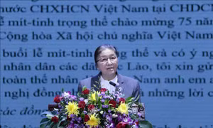 Lào tổ chức mít tinh trọng thể kỷ niệm 75 năm Quốc khánh Việt Nam