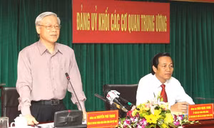 Tổng Bí thư Nguyễn Phú Trọng với Đảng ủy Khối các cơ quan Trung ương