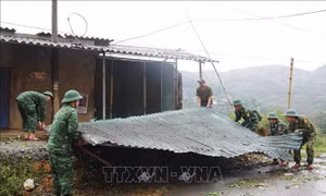 Bộ đội Biên phòng Lai Châu kịp thời giúp dân khắc phục hậu quả thiên tai