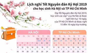 Lịch nghỉ Tết Kỷ Hợi của học sinh Hà Nội và TP Hồ Chí Minh