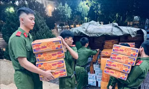Gấp rút vận chuyển hàng hóa, phát lương thực cho người dân vùng lũ, bị cô lập