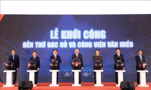 Tổng Bí thư dự Lễ khởi công công trình 'Đền thờ Bác Hồ và Công viên Văn Miếu'