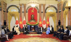 Chủ tịch nước Võ Văn Thưởng và Phu nhân tiếp Hoàng Thái tử Nhật Bản Akishino và Công nương 