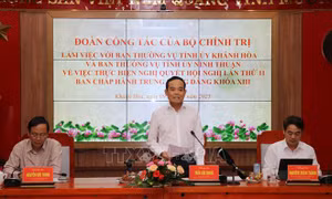 Đoàn công tác của Bộ Chính trị làm việc với Ban Thường vụ Tỉnh ủy Khánh Hòa và Ninh Thuận