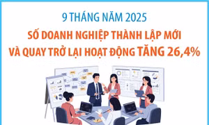 9 tháng năm 2025: Số doanh nghiệp thành lập mới và quay trở lại hoạt động tăng 26,4%