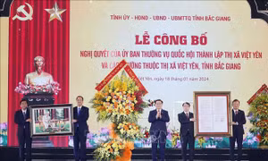 Chủ tịch Quốc hội dự Lễ công bố thành lập thị xã Việt Yên, tỉnh Bắc Giang
