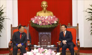 Đồng chí Võ Văn Thưởng tiếp đoàn Đại biểu Đoàn Thanh niên Nhân dân Cách mạng Lào