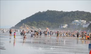 Hàng nghìn người dân và du khách ra biển tránh nóng