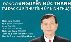 Đồng chí Nguyễn Đức Thanh tái đắc cử Bí thư Tỉnh ủy Ninh Thuận