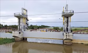 An Giang đóng hai cống lớn ứng phó mực nước sông Hậu dâng cao