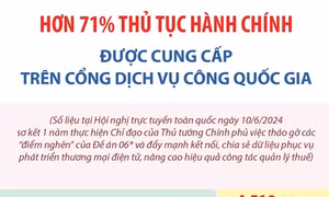 Hơn 71% thủ tục hành chính được cung cấp trên Cổng Dịch vụ công Quốc gia