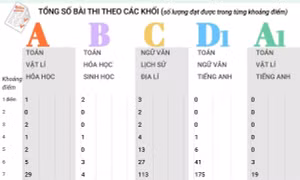 So sánh phổ điểm thi tốt nghiệp THPT năm 2024 các khối A, B, C, D1, A1