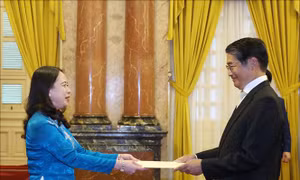 Quyền Chủ tịch nước tiếp Đại sứ Nhật Bản trình Quốc thư