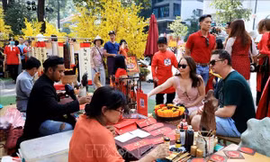 TP Hồ Chí Minh: Phố Ông đồ nhộn nhịp người đến xin chữ 