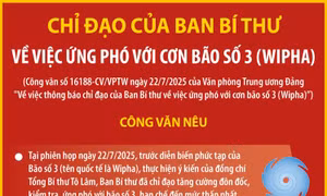 Chỉ đạo của Ban Bí thư về việc ứng phó với cơn bão số 3 (Wipha)