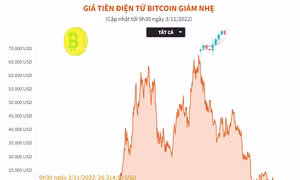 Giá tiền kỹ thuật số Bitcoin giảm nhẹ