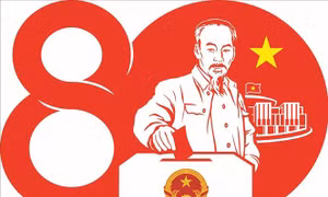 Mẫu biểu trưng chính thức kỷ niệm 80 năm Ngày Tổng tuyển cử đầu tiên bầu Quốc hội Việt Nam