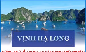Vịnh Hạ Long đứng thứ 4 trong 10 kỳ quan thiên nhiên được tham quan nhiều nhất thế giới