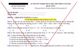 Đề thi môn Toán lan truyền trên mạng không phải đề thi tham khảo Kỳ thi tốt nghiệp Trung học Phổ thông 2025