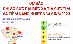 Dự báo chỉ số cực đại bức xạ tia cực tím và tiềm năng nhiệt ngày 5/6/2023