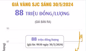 Giá vàng SJC sáng 30/5 giao dịch ở mức 88 triệu đồng/lượng