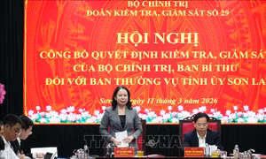 Công bố quyết định kiểm tra, giám sát đối với Ban Thường vụ Tỉnh ủy Sơn La