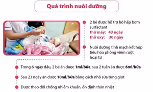 Kỳ tích nuôi dưỡng cặp song sinh nặng 500g/bé
