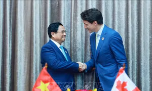 Thủ tướng Phạm Minh Chính gặp Thủ tướng Canada Justin Trudeau