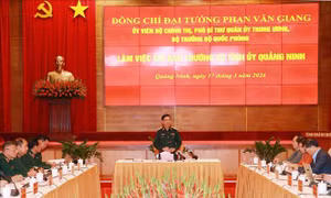 Đại tướng Phan Văn Giang làm việc với Ban Thường vụ Tỉnh ủy Quảng Ninh