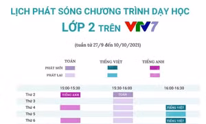 Lịch phát sóng chương trình dạy học lớp 2 trên truyền hình