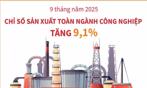 9 tháng năm 2025: Chỉ số sản xuất công nghiệp tăng 9,1%