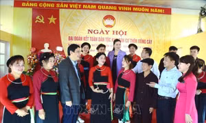 Đồng chí Nguyễn Đắc Vinh dự Ngày hội Đại đoàn kết tại Sơn Dương (Tuyên Quang)