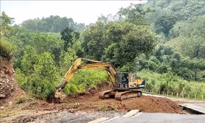 Quảng Trị: Khắc phục đứt gãy, sụt lún trên Quốc lộ 15D