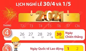 Lịch nghỉ lễ 30/4 và 1/5/2021