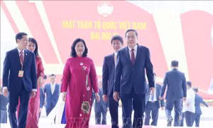Các đồng chí lãnh đạo Đảng và Nhà nước tham dự Lễ khai mạc trọng thể Đại hội đại biểu toàn quốc MTTQ Việt Nam lần thứ XI