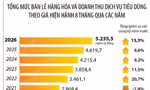 8 tháng năm 2026: Tổng mức bán lẻ hàng hóa và doanh thu dịch vụ tiêu dùng tăng 13,3%