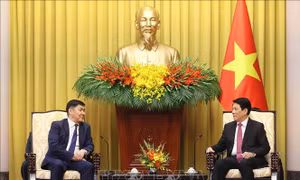 Chủ tịch nước Lương Cường tiếp Chánh án Tòa án Tối cao Mông Cổ