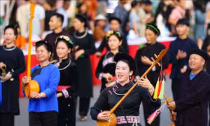 Mang nghệ thuật hát Then, đàn Tính xuống phố đi bộ Hồ Hoàn Kiếm 