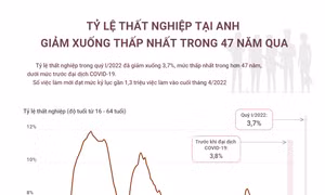 Tỷ lệ thất nghiệp tại Anh giảm xuống thấp nhất trong hơn 40 năm