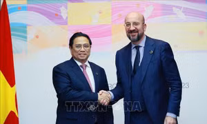 Thủ tướng Phạm Minh Chính gặp Chủ tịch Hội đồng châu Âu Charles Michel