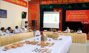 Phát hiện 102 hiện vật đá khi khai quật phế tích tháp Đại Hữu