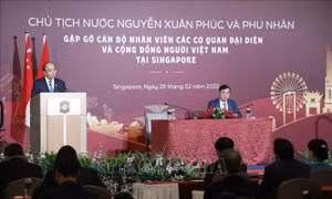 Chủ tịch nước gặp mặt cán bộ Đại sứ quán và cộng đồng người Việt tại Singapore  