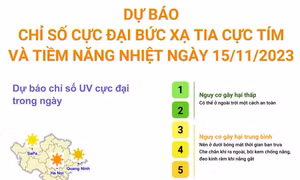 Dự báo chỉ số cực đại bức xạ tia cực tím và tiềm năng nhiệt ngày 15/11