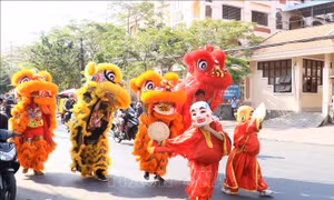 Rộn ràng múa Lân Sư Rồng ngày Xuân